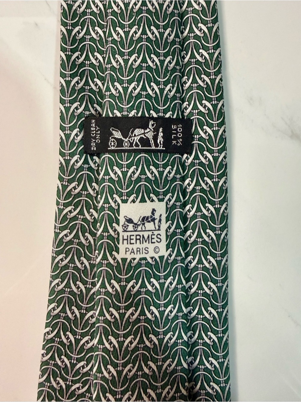 Hermes Classic Green Patterned Tie - Picture 5 of 9